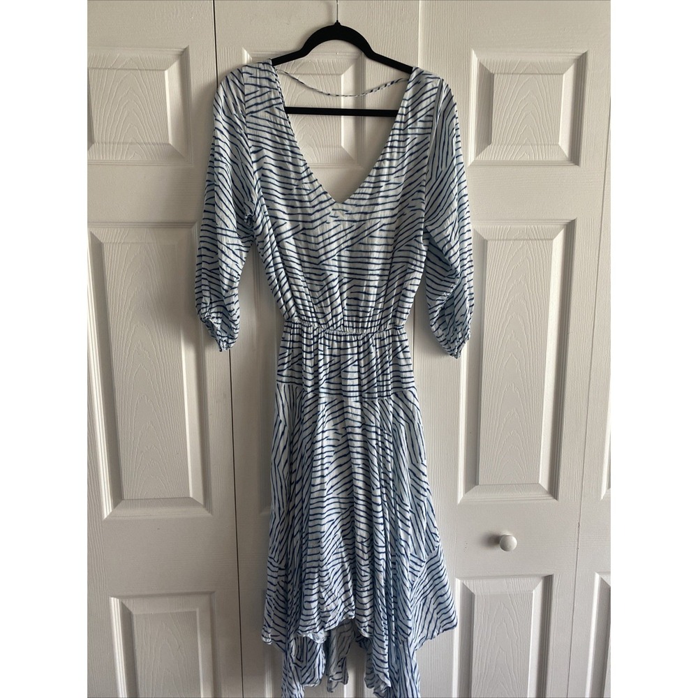 VIX Paula Hermanny Dress Womens Small Deep V Neck Dress Resort Wear Luxury